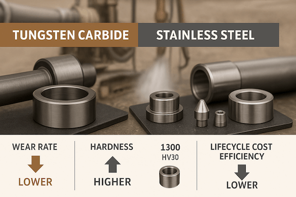 comparing tungsten carbide and stainless steel in oilfield conditions